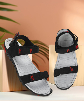 Paragon K1407G Men's Stylish Lightweight & Durable Black & Red Velcro Dailywear Sandals Men Sandals(Black, Red , 10)