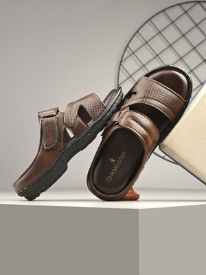 Roadster Stylish Dual Strap Buckle Design Men Sandals(Brown , 10)