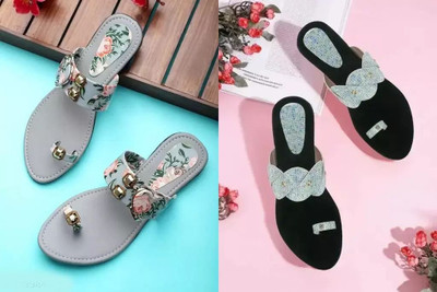 Profit Gainer Women Flats(Grey, White, Black , 4)