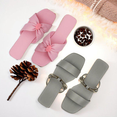 SAYERA Women Flats(Grey, Pink , 5)