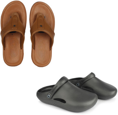 Vomoya Men Sandals(Tan, Black , 6)
