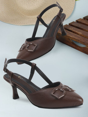 PLANET WALK Lightweight comfort extra-soft with trendy, premium stylish design Women Heels(Brown , 9)