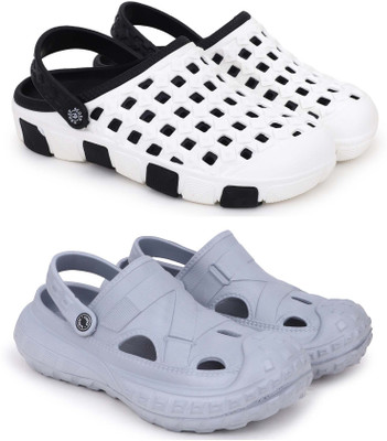 KAPYANSH Men Clogs(Black, Grey , 6)