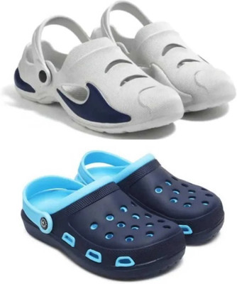 house of common Men Clogs(Grey, Blue , 8)