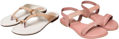 Kuhu Creations Women Flats(Beige, Pink , 5)