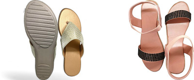 PMS Women Wedges(Beige, Pink , 6)