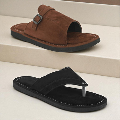 rajeraj Men Sandals(Brown, Black , 9)