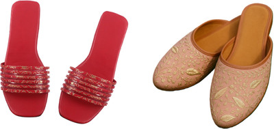 Dualstep Women Flats(Pink, Red , 9)