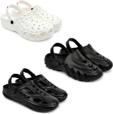 Golf Men Clogs(White, Black, Black , 9)
