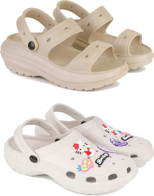 WINGSCRAFT Women Clogs(Beige, Off White , 6)