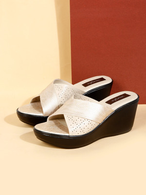 VALIOSAA Women Wedges(Gold , 5)
