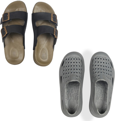 Vomoya Men Sandals(Black, Grey , 10)