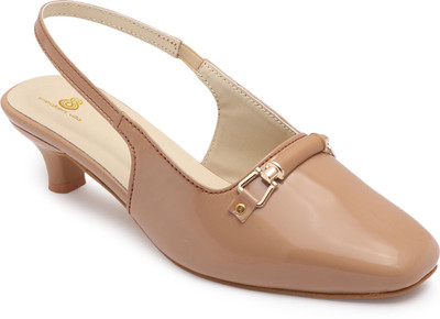 SNEAKERSVILLA Women Heels(Tan , 4)