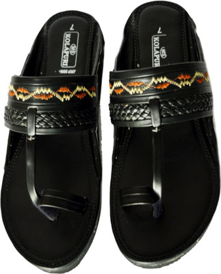 Kolapuri Men Flats(Black , 7)