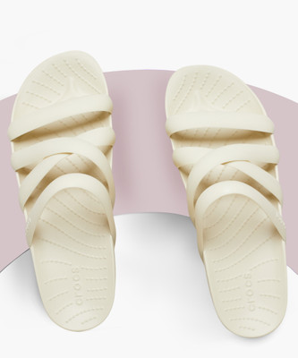 CROCS Crocs Splash Strappy Women Flats(Off White , 7 UK/India)