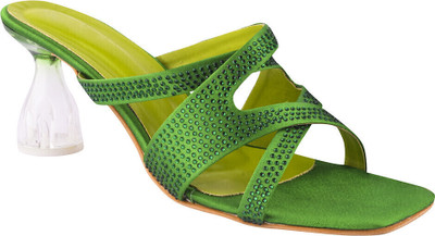 TRYME Women Heels(Green , 3)