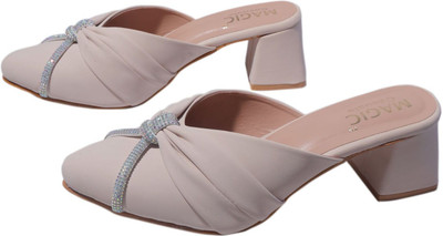 Magic Footwear Women Heels(Off White , 3)