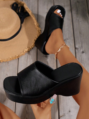 Gloglamp Women Wedges(Black , 8)