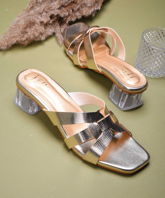 jm looks Women Heels(Gold , 7)