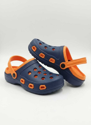 Jeshk Men Clogs(Blue, Orange , 8)