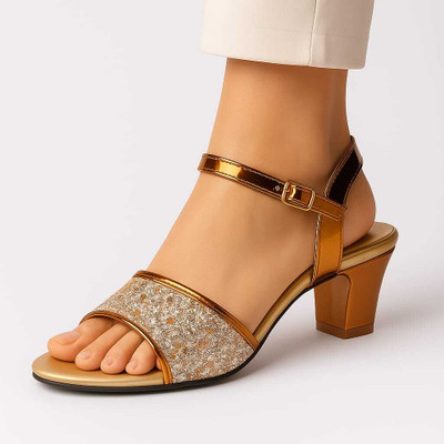 Madam Choice Women Heels(Gold , 7)