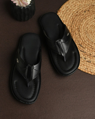 STEPHORN Stylish Comfortable V Strap Slipper With Cushion For Daily and Festive Ocassions Men Sandals(Black , 7)