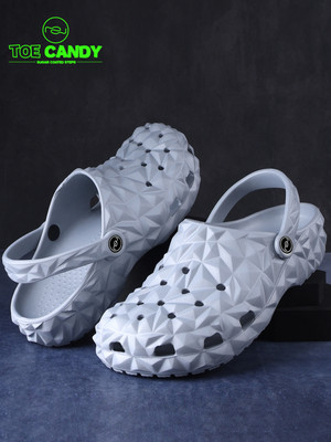 TOE CANDY Men Clogs(Silver , 8)