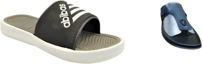 Classica Men Sandals(Grey, Blue , 9)