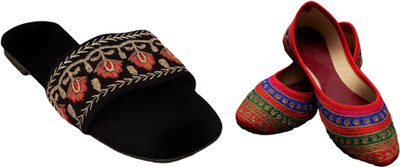 Dualstep Women Flats(Multicolor, Black , 9)