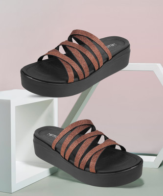 METRO Women Wedges(Brown , 4)