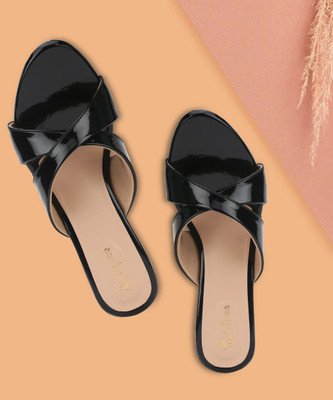 Picktoes PT-RJ601 Lightweight Comfort Summer Trendy Premium Stylish Party disigin Women Heels(Black , 6)