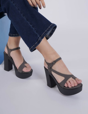 Shezone Women Heels(Grey , 7)