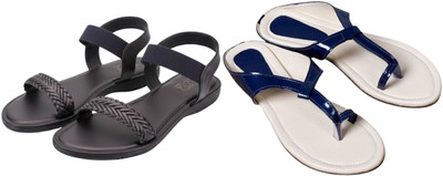 Kuhu Creations Women Flats(Grey, Blue , 4)