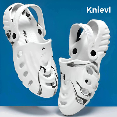 KNIEVL Men Clogs(White, Black , 6)
