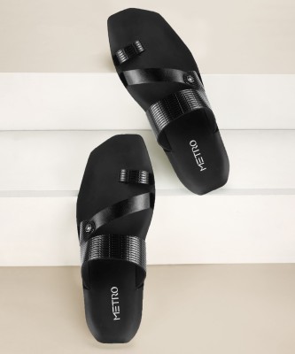 METRO Men Sandals(Black , 9)