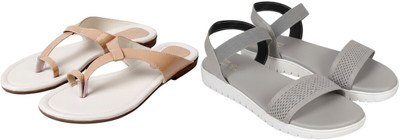 Kuhu Creations Women Flats(Beige, Grey , 5)