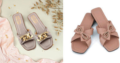 R F C Women Flats(Grey, Beige , 7)