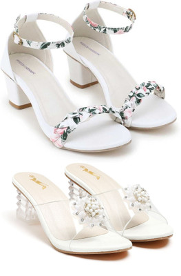SUPPOSE Women Heels(White, White , 6)
