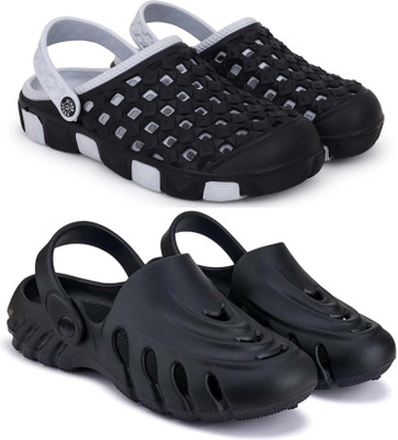 Kapani Fashion Men Clogs(Grey, Black , 8)