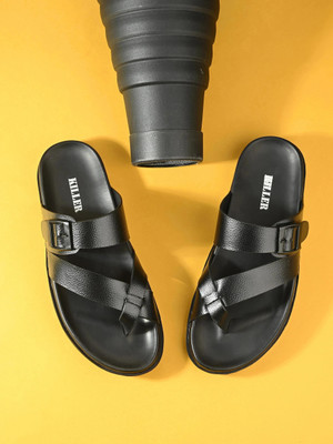 KILLER Sandals | Super Comfortable Stylish Slippers for Daily Casual and Ethnic Wear | Men Sandals(Black , 10)