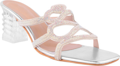 Hitway Women Heels(Silver , 6)