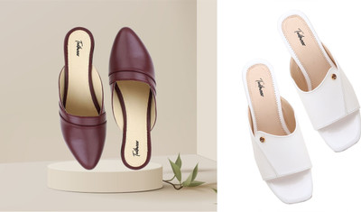 Todhwear Women Heels(Maroon, White , 5)