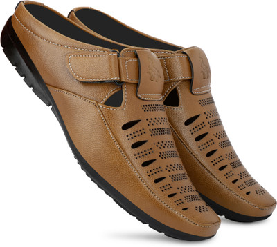 Blue Horse Half Sandals For Men Flats(Tan , 10)