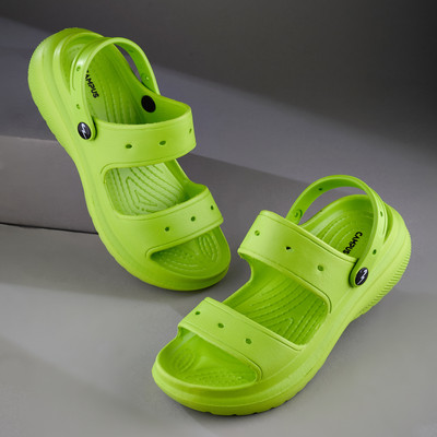 CAMPUS GCW-7002 Women's Slippers | Vibrant, Chunky Design | Comfy and Trendy Slip-On Women Clogs(Green , 6)
