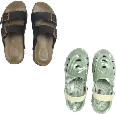 Vomoya Men Sandals(Black, Olive , 10)