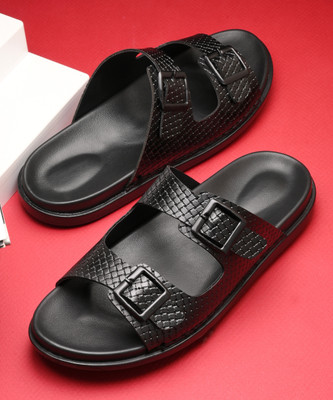 LEONCINO Slippers | Comfortable Trendy Casual Daily Wear Gents Sandals For Longer Wear | Men Sandals(Black , 9)