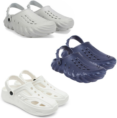 Golf Men Clogs(Grey, Navy, White , 9)