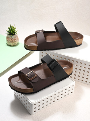 ANOUK Stylish Dual Strap Buckle Design Men Sandals(Brown , 11)
