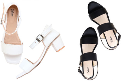 Todhwear Women Heels(Black, White , 8)