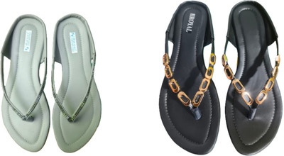 Nicesteps Women Flats(Black, Grey , 6)